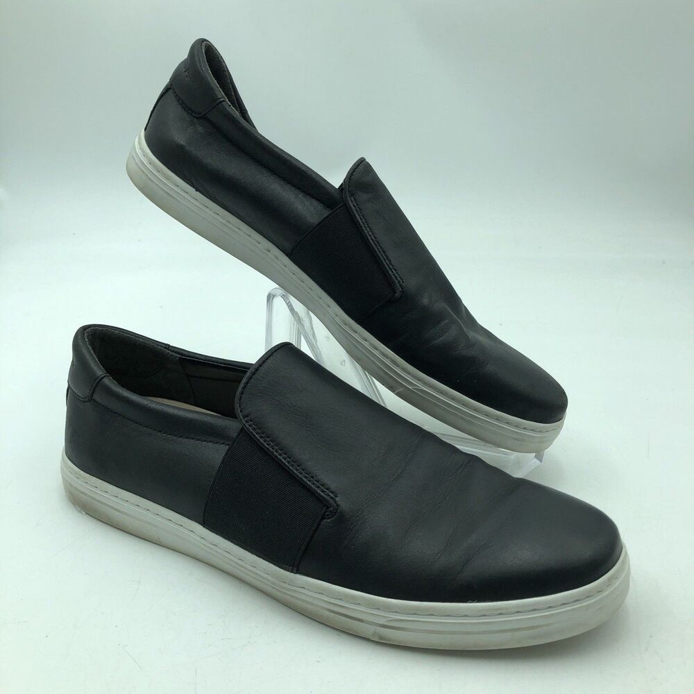 Pre-Owned Via Spiga Black Size 8.5 Leather Slip On Sneaker